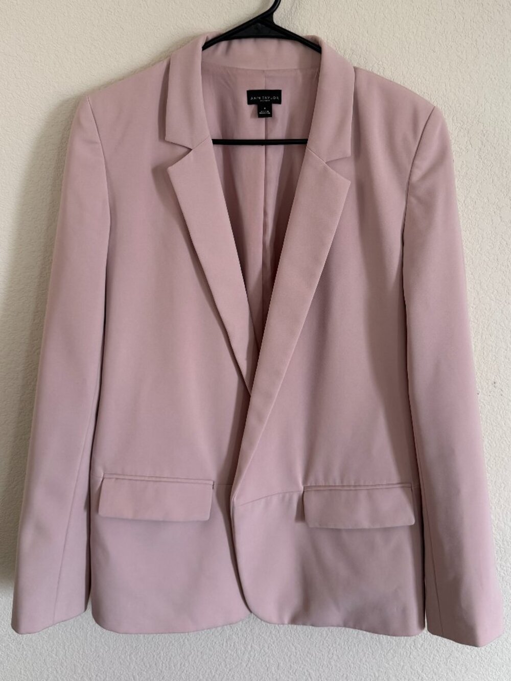 Ann Taylor Blush Pink Blazer Size 8 Open Front Tailored Career Jacket